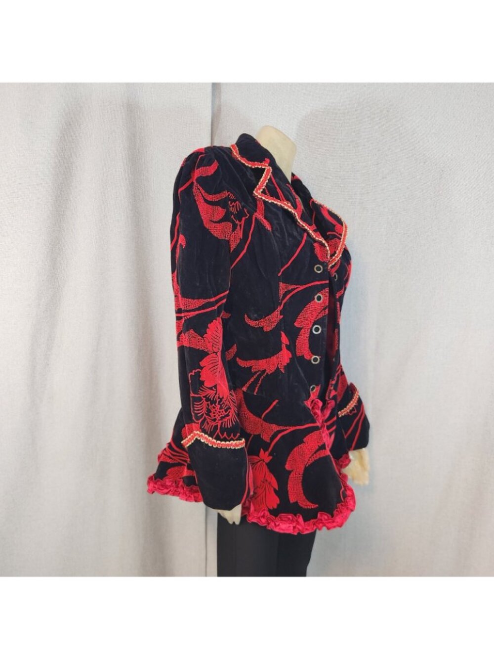 Von Lancelot Red Black Jacket Coat Adult Size LARGE Pirate Cosplay Costume - Picture 4 of 11